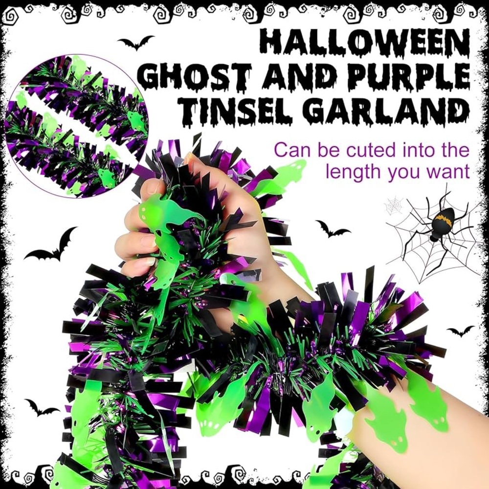 Halloween Garland Ghost Holiday Metallic Tinsel Twist Hanging Party Decorations